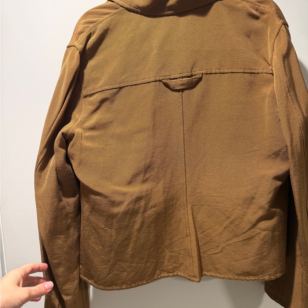 Vince Ribbed Button-Front Jacket in Warm Caramel - Picture 6 of 8